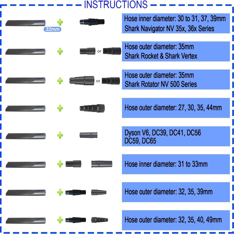 VACEXT Household Cleaning Kit Attachments Vacuum Cleaner Accessories Universal Vacuum Hose Adapters Flexible Crevice Tool for Dryer Lint Vent Trap Cleaner - Image 5